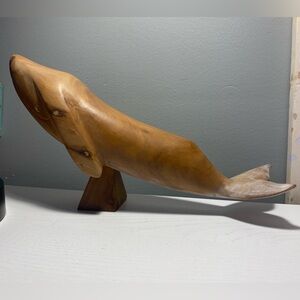 Vintage Hand Carved Whale Sculpture